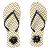 Gold en Black Chevron Monogram Teenslippers (Voetbed)