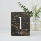 Gold en Black Constellation Wedding Table Number Kaart (Staand voorkant)