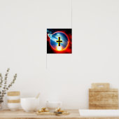Gold en Black Cross op Ring Planet Poster (Keuken)