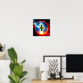 Gold en Black Cross op Ring Planet Poster (Thuiskantoor)