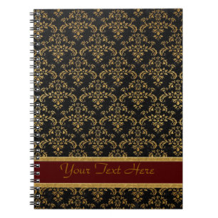 Gold- en Black Damask-patroon Notitieboek