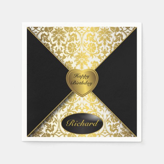 Gold en Black Damask Servetten (Voorkant)