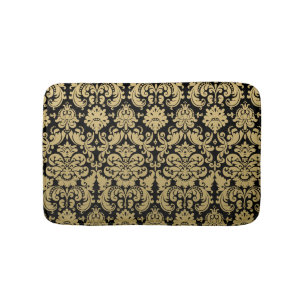 Gold en Black Elegant Damask Pattern Badmat