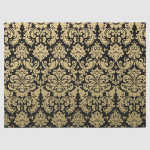 Gold en Black Elegant Damask Pattern Tissuepapier