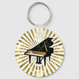 Gold- en Black Grand Piano-Muzieknoten Sleutelhanger