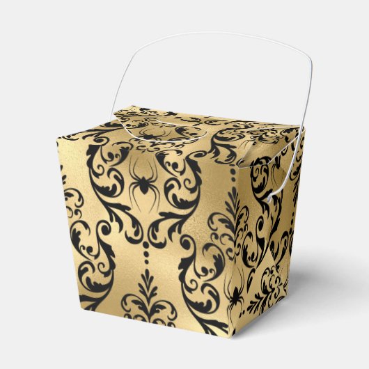 Gold en Black Halloween Damask Bedankdoosjes (Voorkant Zijde)