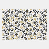 Gold en Black Holly Berries bladeren kerst Inpakpapier Vel (Voorkant)