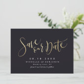 Gold en Black Modern Simple Script Save the Date (Staand voorkant)