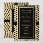 Gold en Black Modern Wedding Invitation Kaart (Voorkant / Achterkant)
