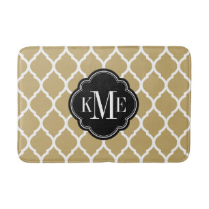 Gold en Black Moroccan Quatrefoil Monogram Badmat