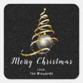 Gold en Black Ornament Merry kerst Vierkante Sticker (Voorkant)
