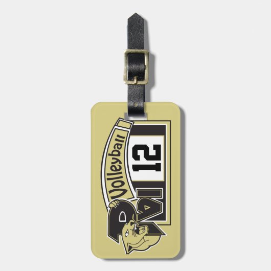 Gold en Black Sport Volleyball - een aangepaste be Bagagelabel (Voorkant verticaal)