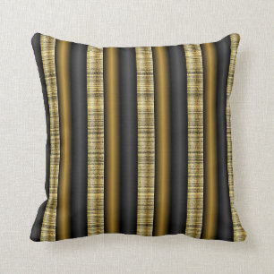 Gold- en Black Striped Pattern Kussen