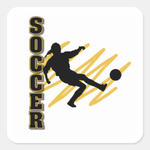 Gold en Black Vrouw Voetbalspeler Vierkante Sticker