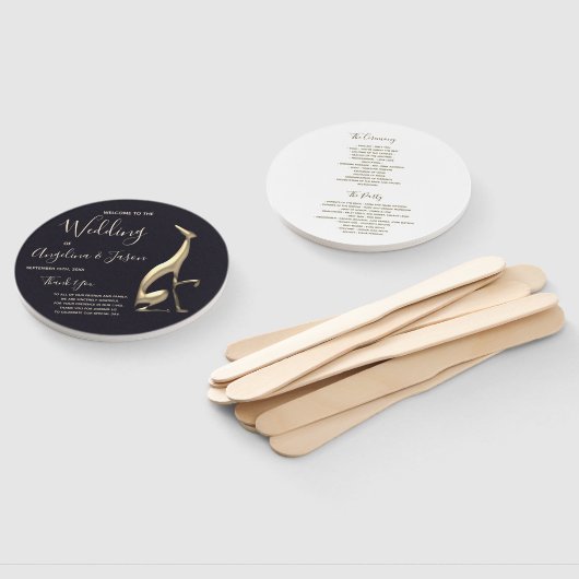 Gold en Black Wedding Program Handwaaier (Niet-gemonteerd)