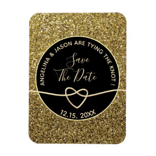 Gold en Black Wedding Save the Date Magneet
