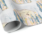 Gold- en blauwe feestdag cadeaupapier (Rol Hoek)