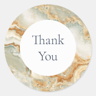 Gold en Blauwgroen blauw agaat Dank u Envelopzegel Ronde Sticker