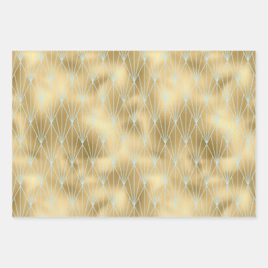 Gold- en Blauwgroen ontwerpmodel voor decodering Inpakpapier Vel (Voorkant 2)