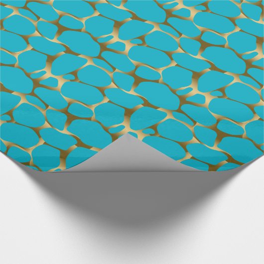 Gold en Blue Abstract leopard Pattern Cadeaupapier (Hoek)