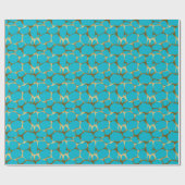 Gold en Blue Abstract leopard Pattern Cadeaupapier (Vlak)