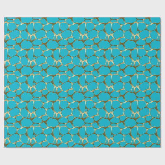 Gold en Blue Abstract leopard Pattern Cadeaupapier (Vlak)