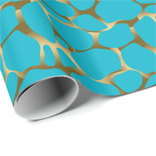 Gold en Blue Abstract leopard Pattern Cadeaupapier