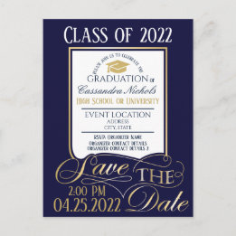 Gold en Blue Afstuderen Invitation Briefkaart