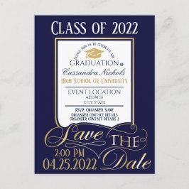 Gold en Blue Afstuderen Invitation Briefkaart