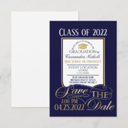 Gold en Blue Afstuderen Invitation Briefkaart