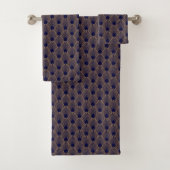 Gold en Blue Art Deco Pattern Bath Bad Handdoek (Insitu)