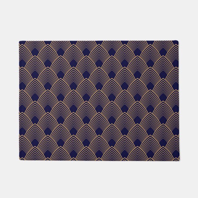 Gold en Blue Art Deco Pattern Deurmat (Voorkant)