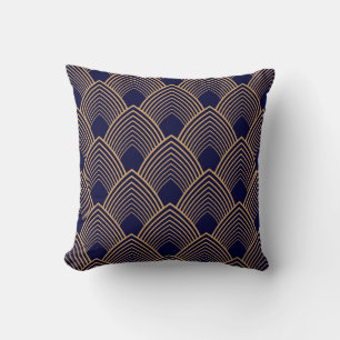 Gold en Blue Art Deco Pattern Kussen