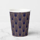 Gold en Blue Art Deco Pattern Papieren Bekers (Links)