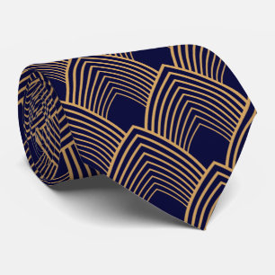 Gold- en Blue Art Deco Pattern-Stropdas Stropdas