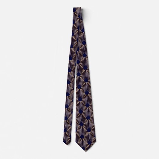 Gold- en Blue Art Deco Pattern-Stropdas Stropdas (Achterkant)