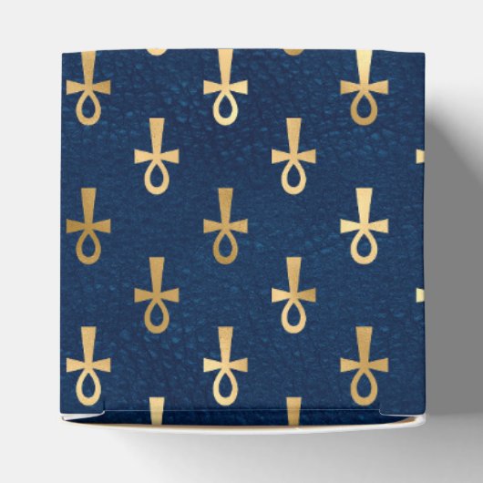 Gold en Blue Egyptian Ankh Pattern Bedankdoosjes (Bovenkant)