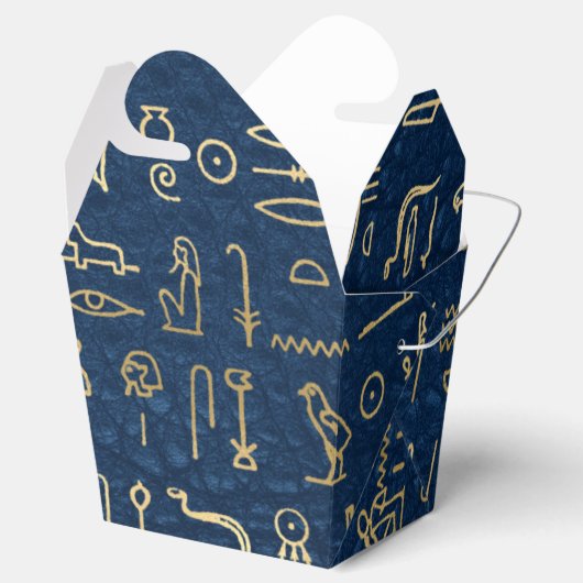 Gold en Blue Egyptian Hieroglyphs Pattern Bedankdoosjes (Geopend)