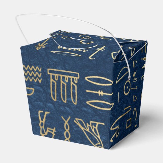 Gold en Blue Egyptian Hieroglyphs Pattern Bedankdoosjes (Achterkant)