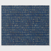 Gold en Blue Egyptian Hieroglyphs Pattern Cadeaupapier (Vlak)