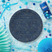 Gold en Blue Egyptian Hieroglyphs Pattern Papieren Bordje (Feest)