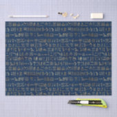 Gold en Blue Egyptian Hieroglyphs Pattern Tissuepapier (Craft)