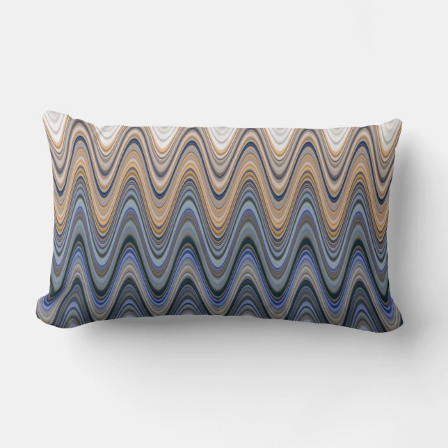 Gold en Blue Elegant Wavy Pattern Kussen (Voorkant)