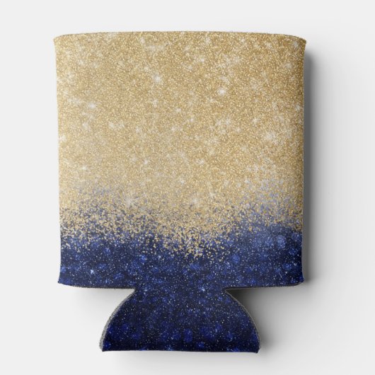 Gold en Blue Glitter Ombre Luxury Design Blikjeskoeler (Achterkant)