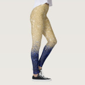 Gold en Blue Glitter Ombre Luxury Design Leggings (Rechts)