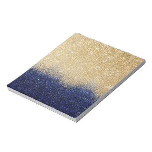 Gold en Blue Glitter Ombre Luxury Design Notitieblok