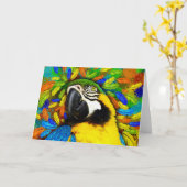 Gold en Blue Macaw Parrot Fantasy Greeting_Kaarten Kaart (Gele Bloem)
