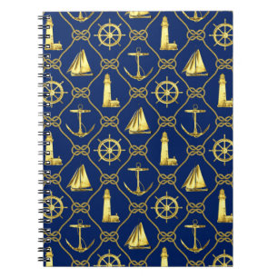 Gold en Blue Nautical Writing Journal Notitieboek