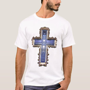 Gold en Blue Neon Cross T-shirt