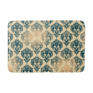 Gold en Blue Rustic Modern Glam Damask Badmat